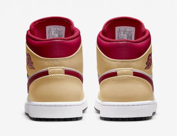 Air Jordan 1 Mid White-Cardinal Red-Light Curry