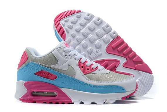Air Max 90 White Vivid Pink Light Blue Fury