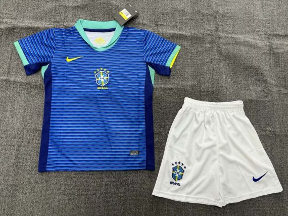2024 Brazil Away Football Shirt Kids Size Suit