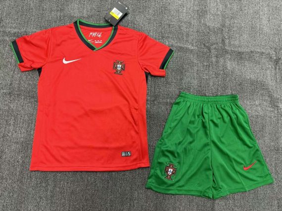 2024 Portugal Home Football Shirt Kids Size Suit