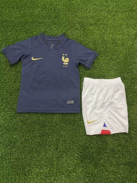2022 FIFA World Cup France Home Football Shirt Kids Size Suit