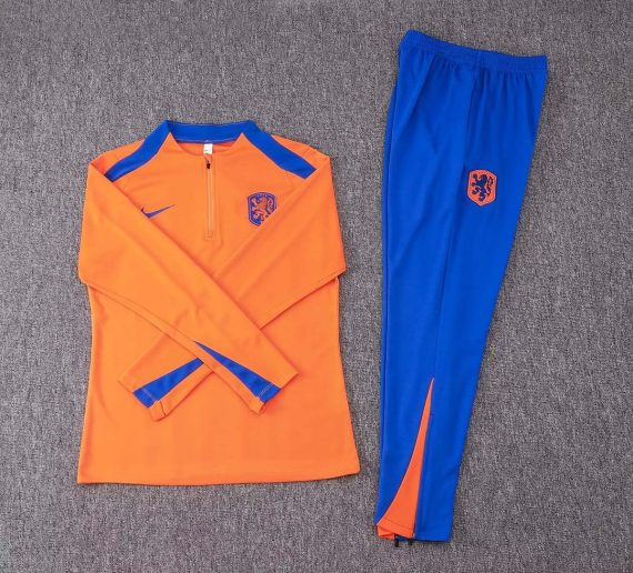 2024 Netherlands Half-Pull Training Suit Orange Football Shirt Set