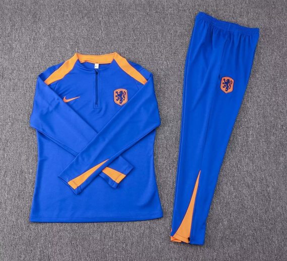2024 Netherlands Half-Pull Training Suit Colorful Blue Football Shirt Set