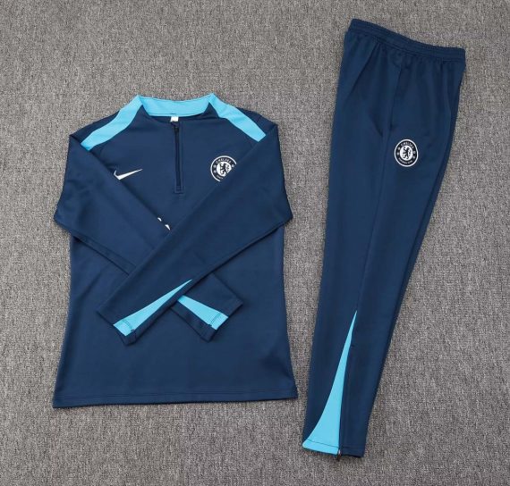 24/25 Chelsea Half-Pull Training Suit Royal blue Football Shirt Set