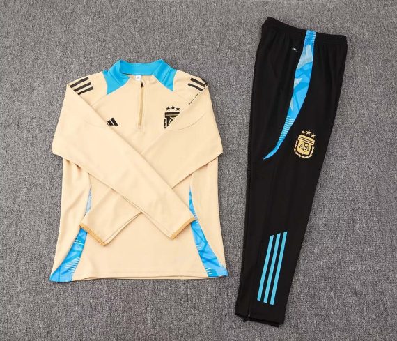 2024 Argentina Half-Pull Training Suit Khaki Football Shirt Set