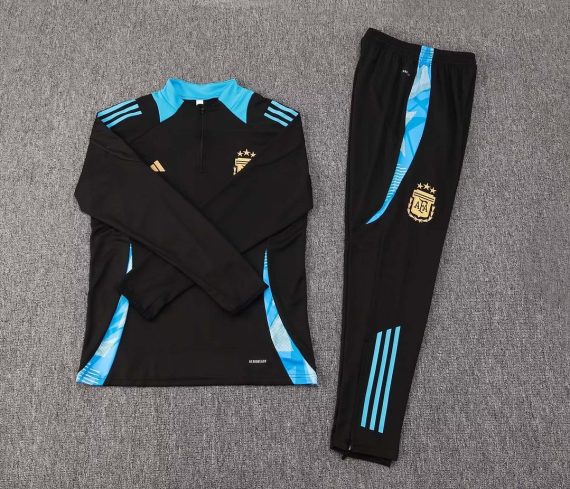 2024 Argentina Half-Pull Training Suit Black Football Shirt Set