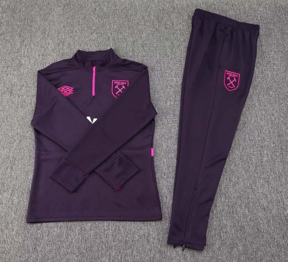 24/25 West Ham United Half-Pull Training Suit Purple Football Shirt Set