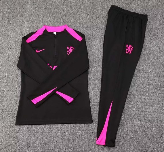 24/25 Chelsea Half-Pull Training Suit Black Football Shirt Set