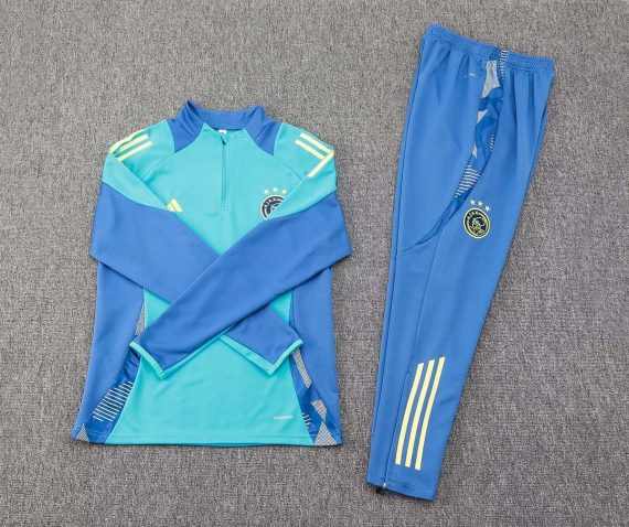 24/25 Ajax Half-Pull Training Suit Baby blue Football Shirt Set