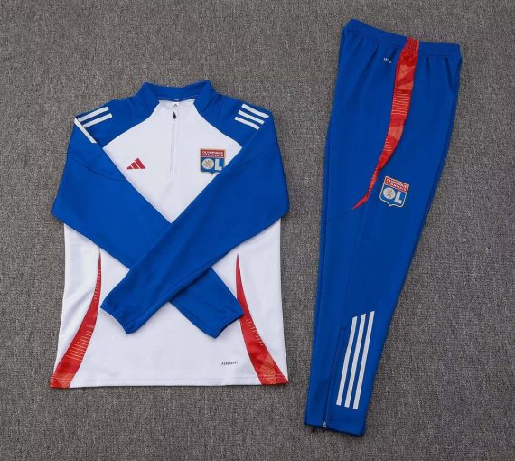 24/25 Lyon Half-Pull Training Suit White Football Shirt Set