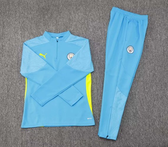 24/25 Manchester City Half-Pull Training Suit Blue Football Shirt Set