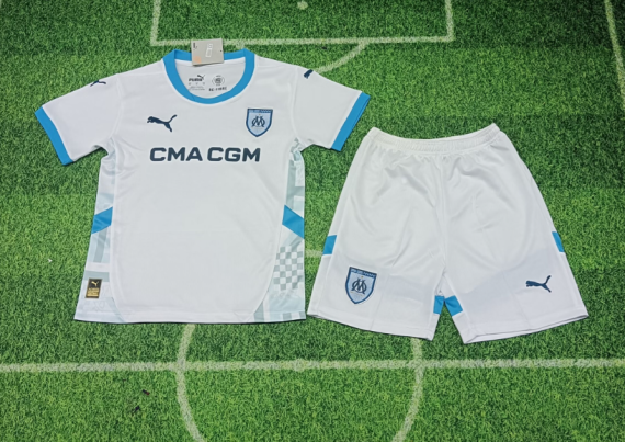 24/25 Marseille Home Football Shirt Kids Size Suit