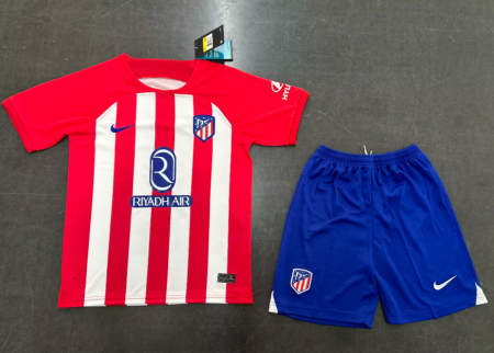 23/24 Atletico Madrid Home Football Jersey Kids Size Suit