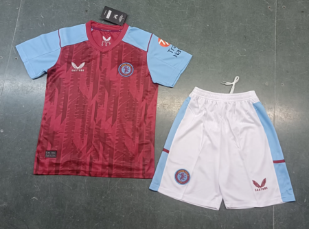 23/24 Aston Villa Home Football Shirt Kids Size Suit
