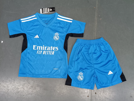 23/24 Real Madrid Blue Goalkeeper Football Shirt Kids Size Suit