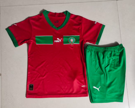 22/23 Morocco Home Football Shirt Kids Size Suit