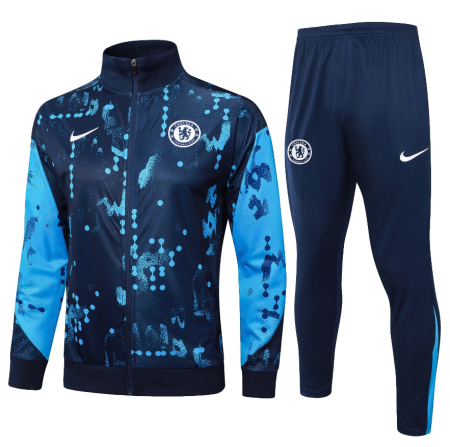 24/25 Chelsea Dark Blue Pattern Half-Zip Tracksuit
